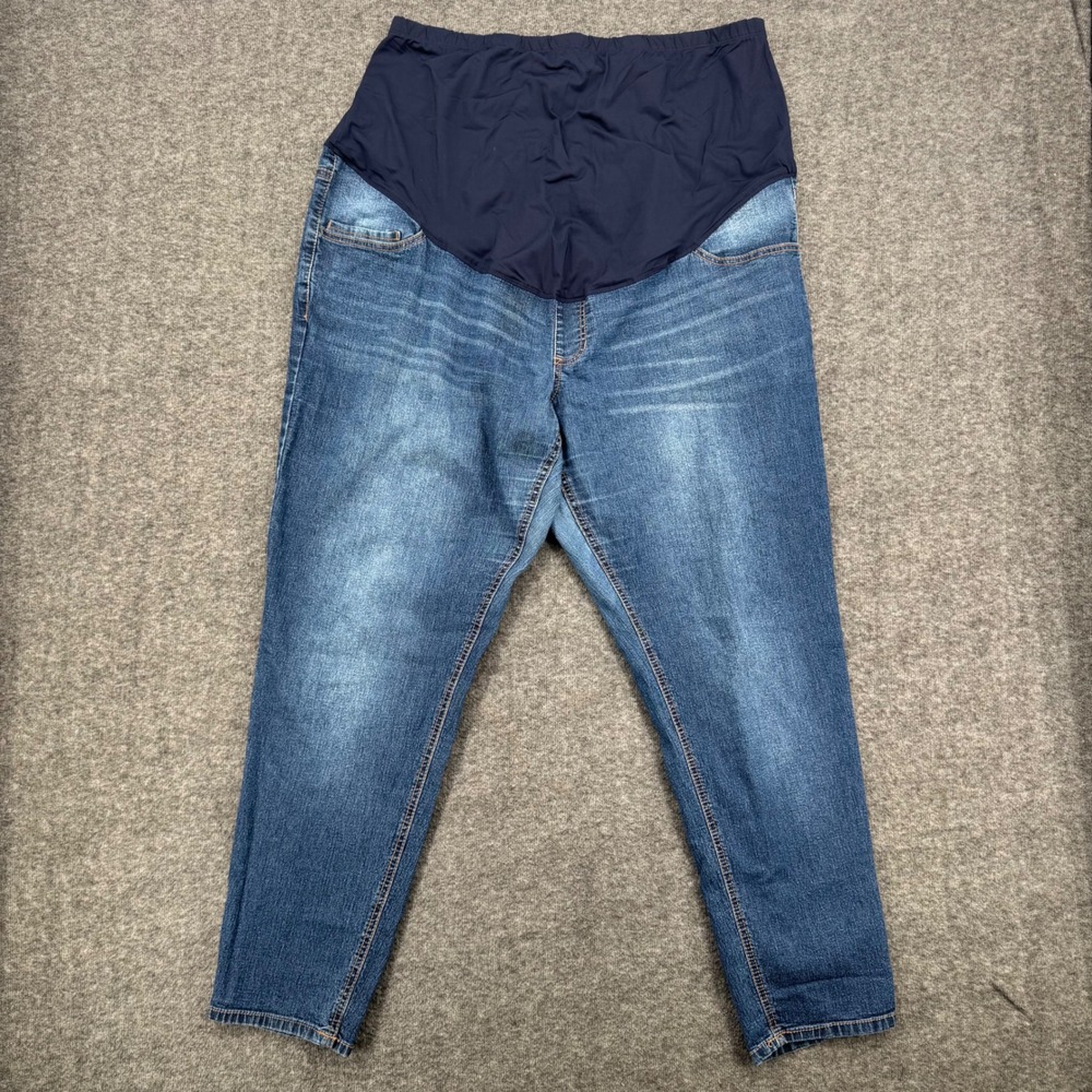 Time and Tru Maternity Dark Wash Skinny Jeans XXL 20 Full Belly Band Ankle Chic